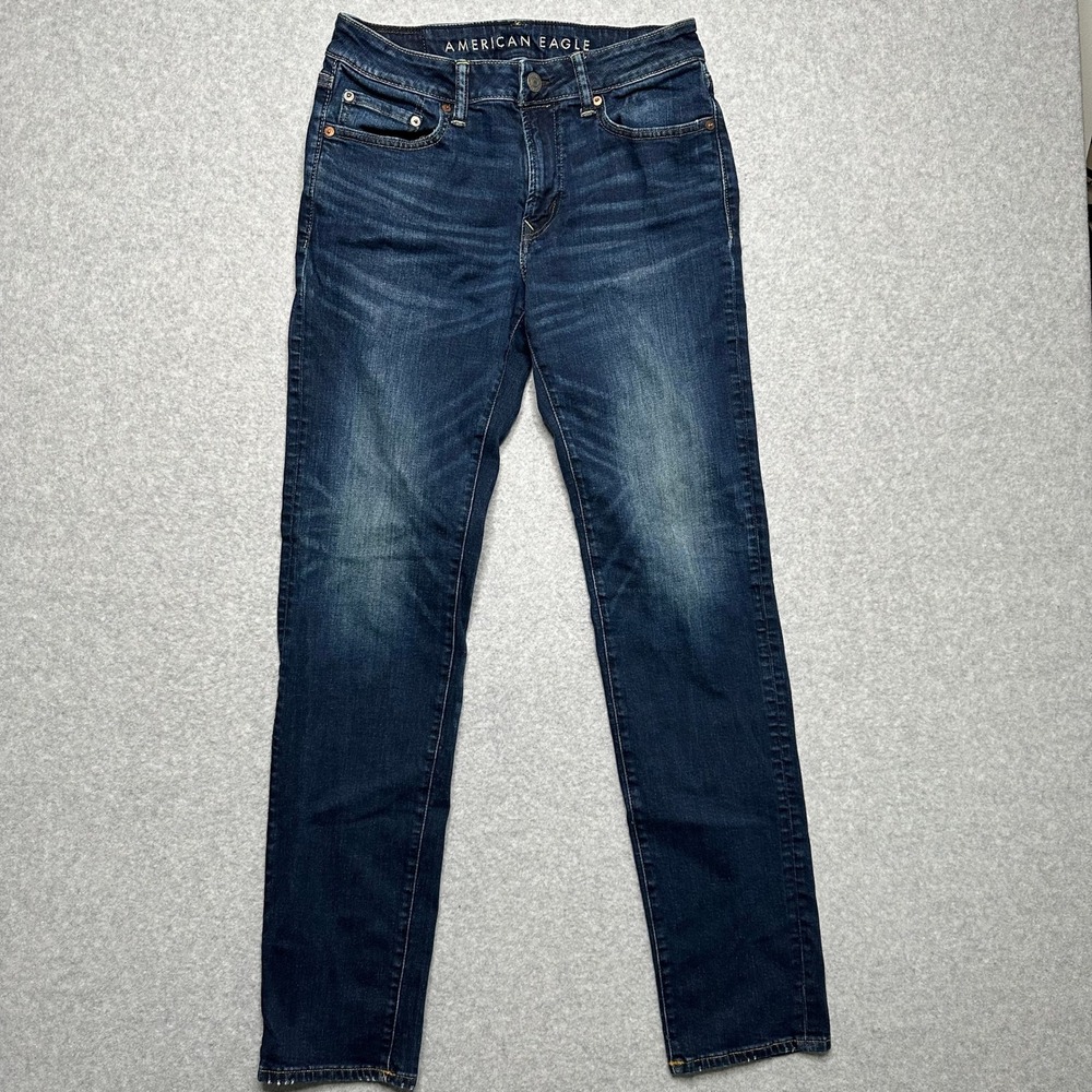 American Eagle Slim Straight Jeans Mens 30x34 Dark Wash Ne(x)t Level Flex Denim